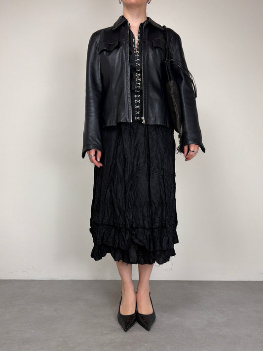 Giacca vintage made in London in vera pelle nera