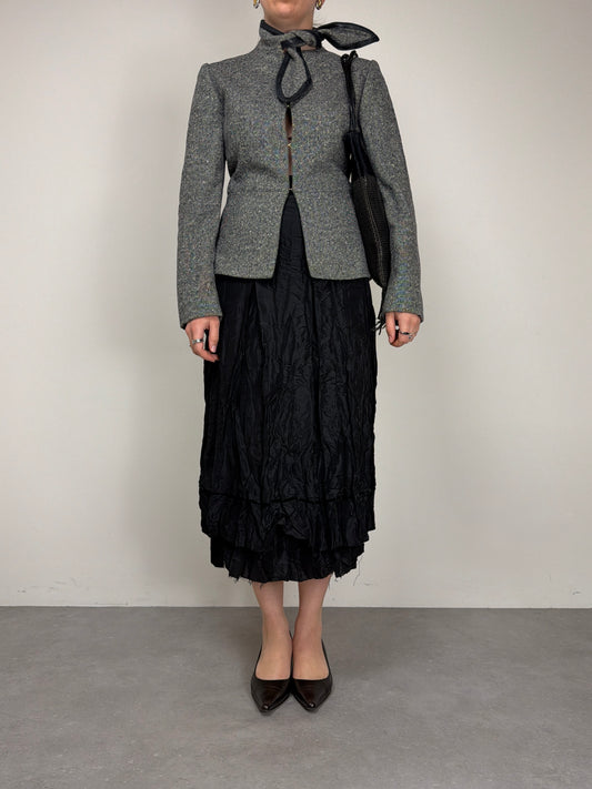 Giacca in twill di lana con nodo al collo