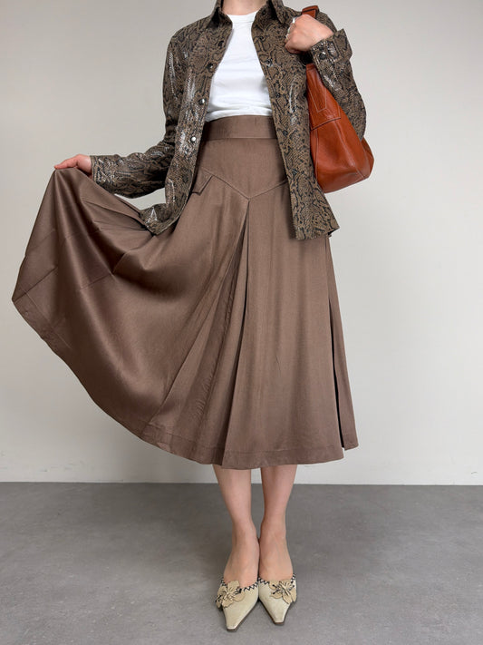 Gonna ampia vintage in cotone e viscosa
