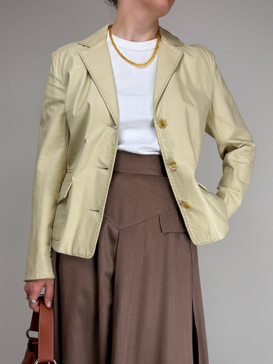Blazer Made in Italy in vera pelle color burro