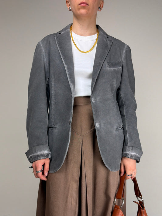 Blazer in cotone grigio effetto schiarito