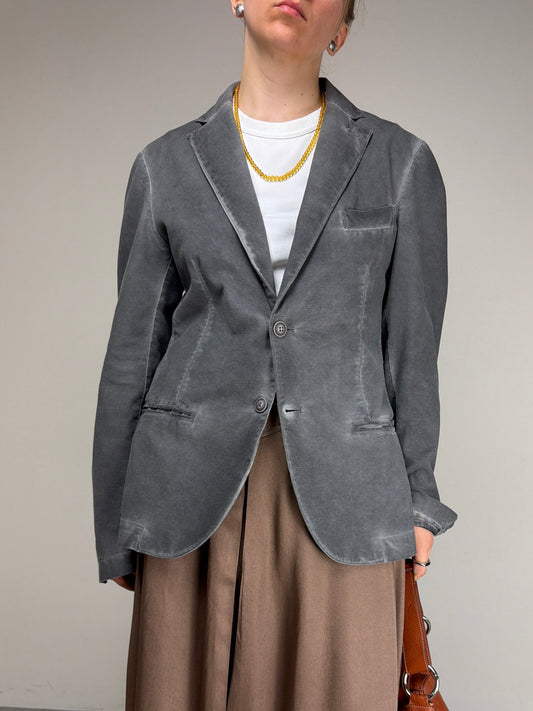 Blazer in cotone grigio effetto schiarito