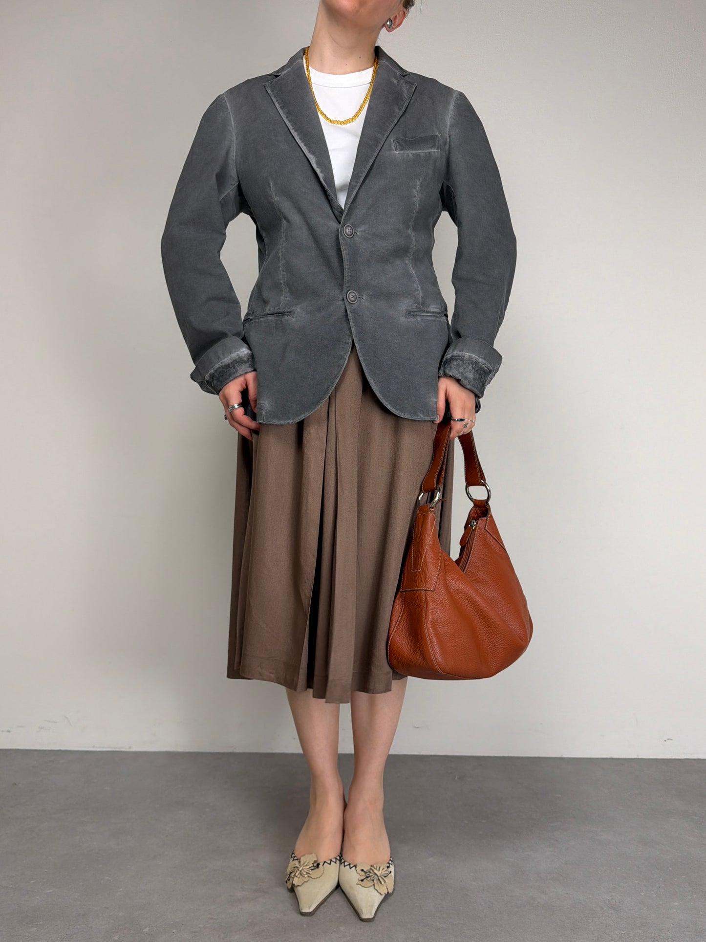 Blazer in cotone grigio effetto schiarito