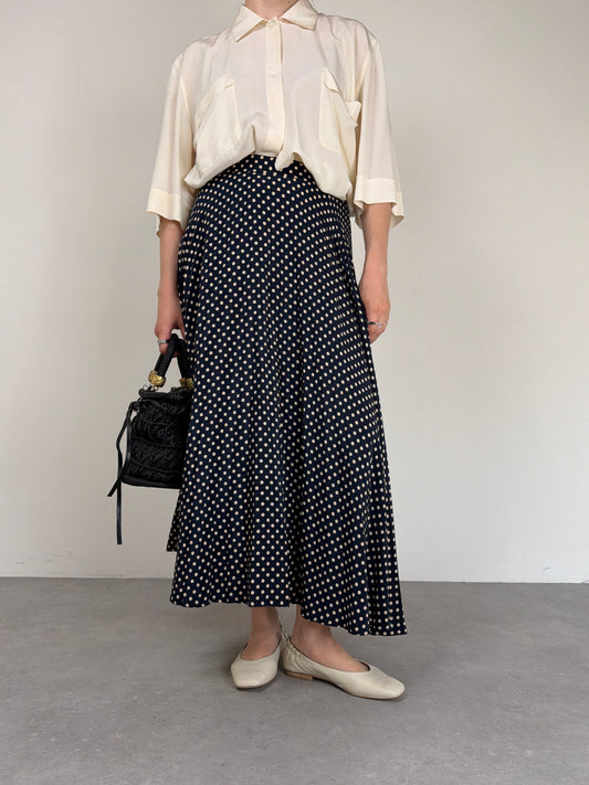 Gonna vintage in 100% pura seta a pois