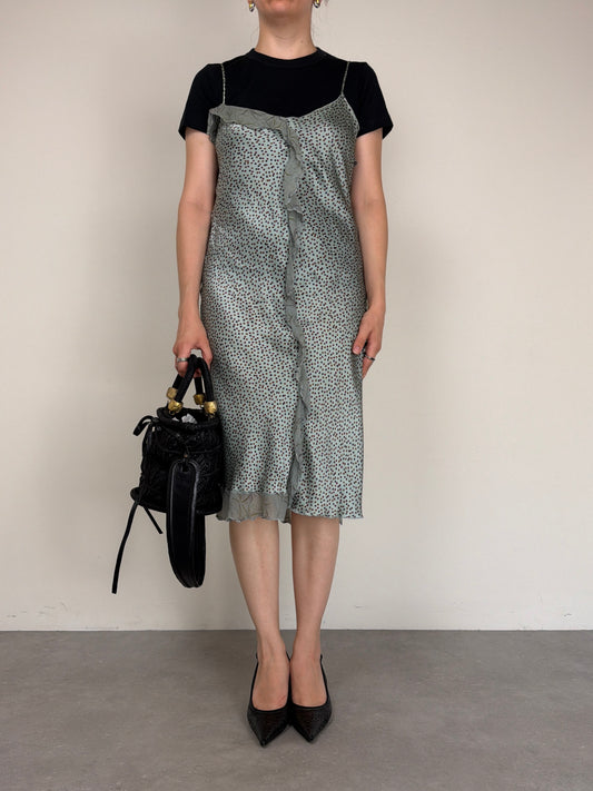 Slip dress a pois in seta