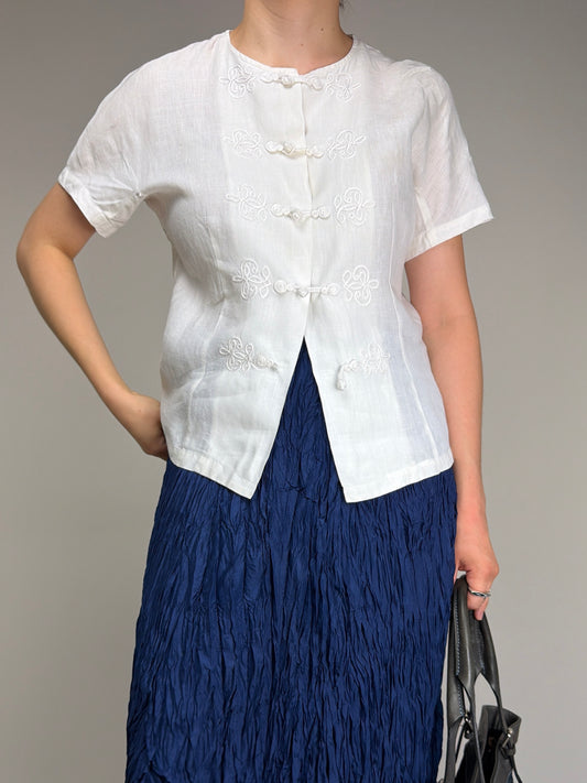 MAX MARA camicetta in lino dallo stile orientale