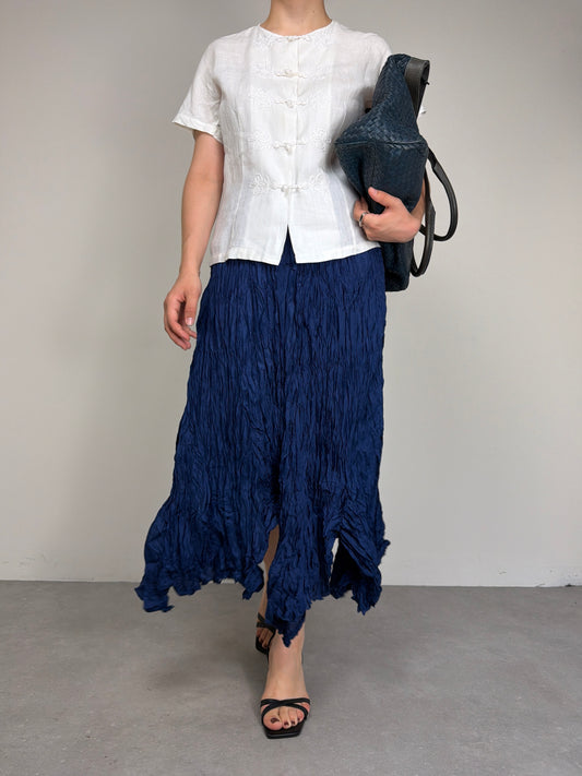 Gonna in 100% seta crinkle vintage made in France