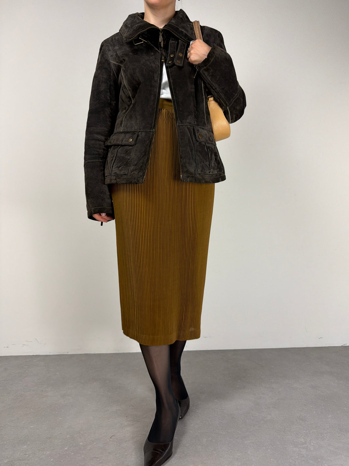 Giacca in vera pelle scamosciata