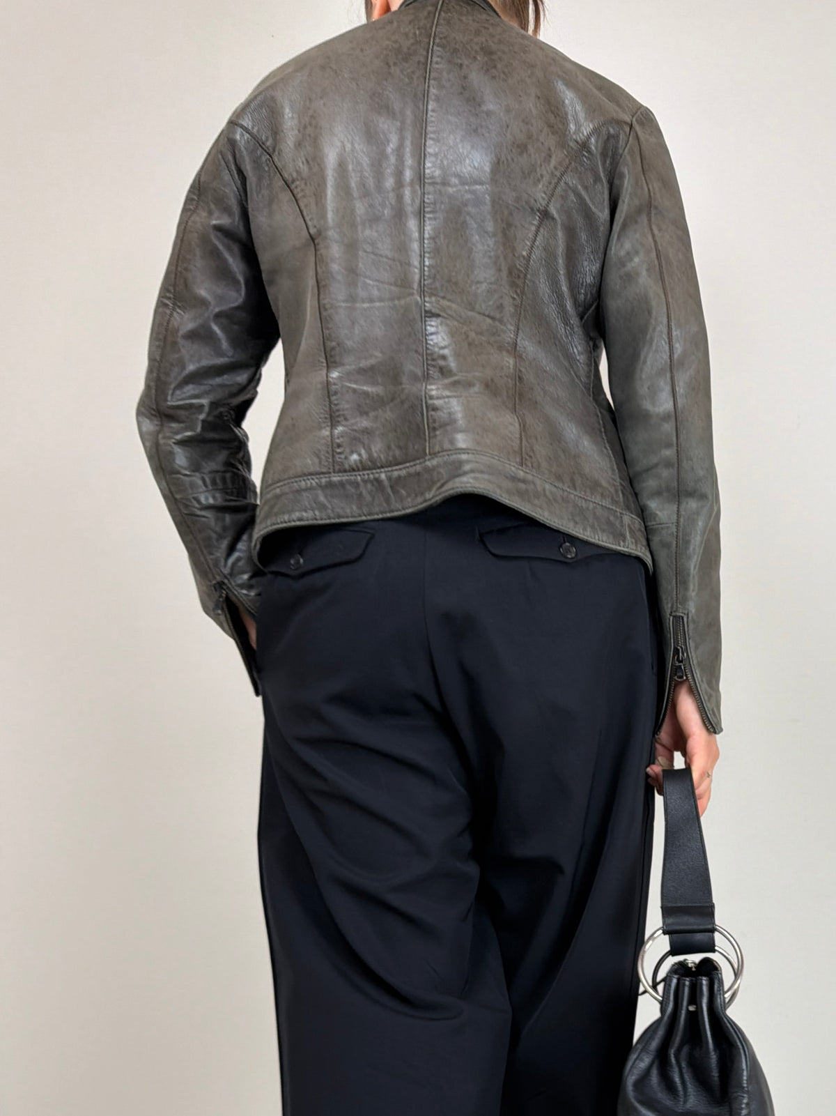 Giacca in vera pelle effetto distressed