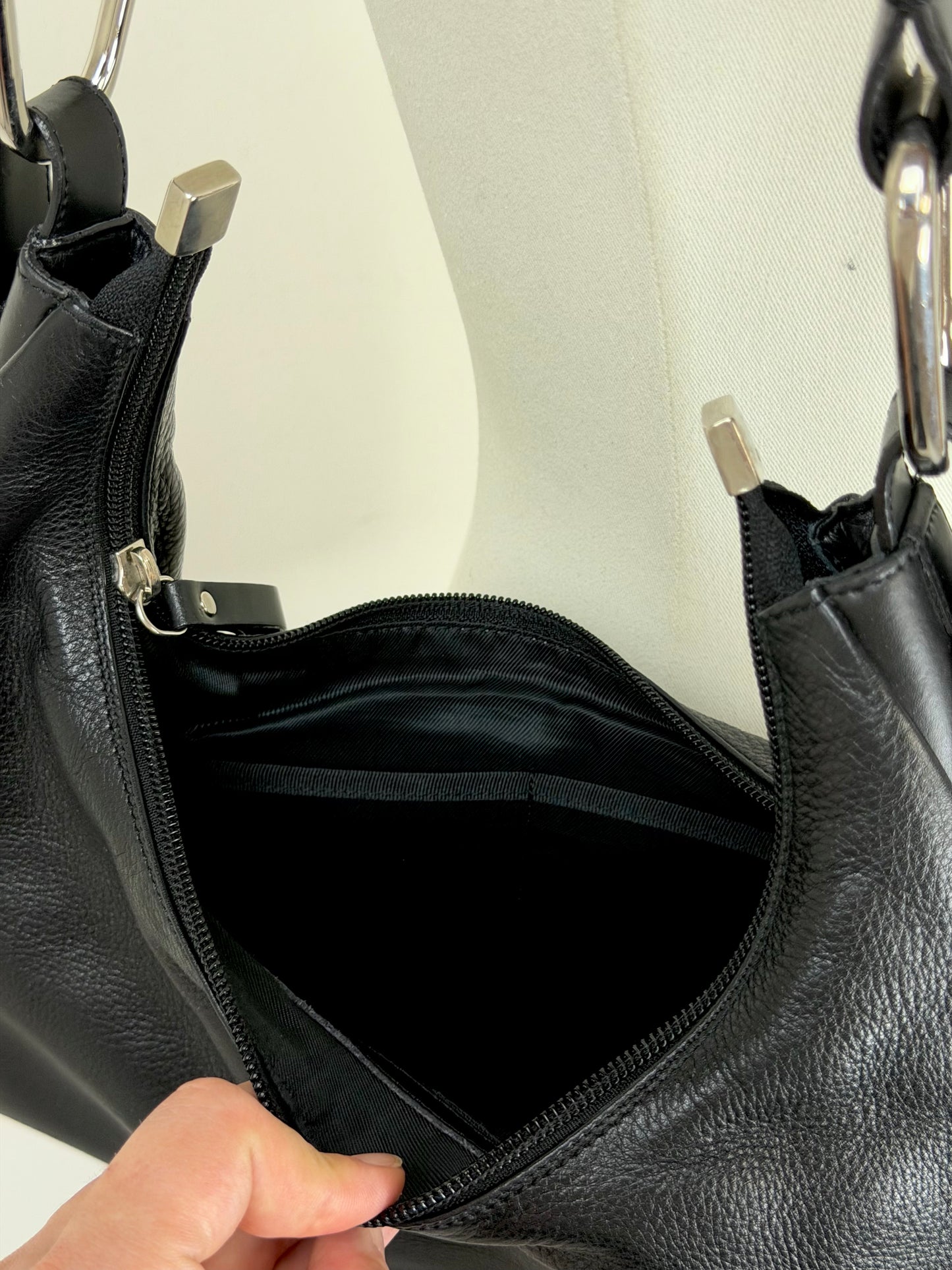 Borsa baguette in vera pelle made in Italy