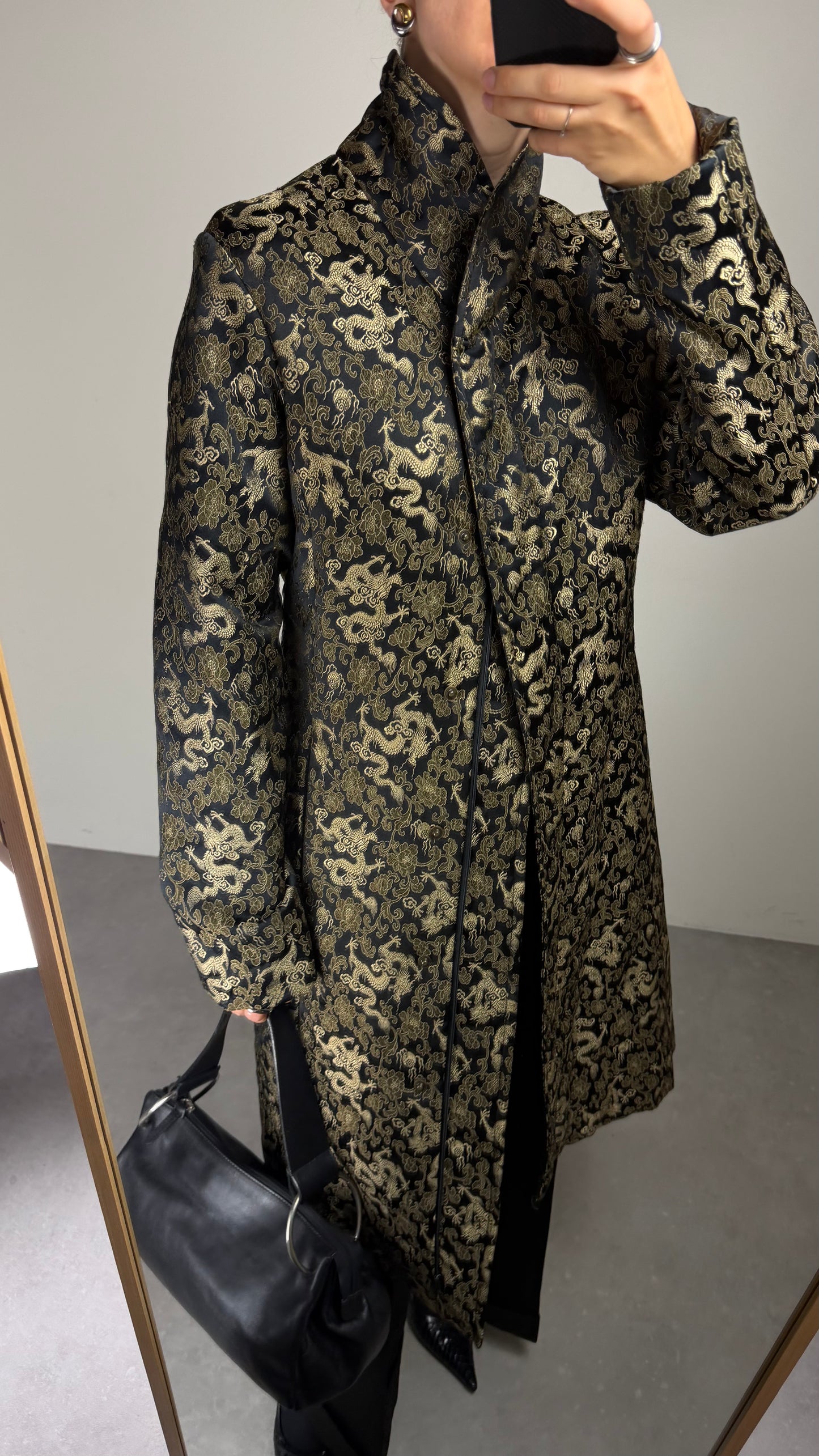 Cappotto vintage made in italy in jacquard con motivo orientale