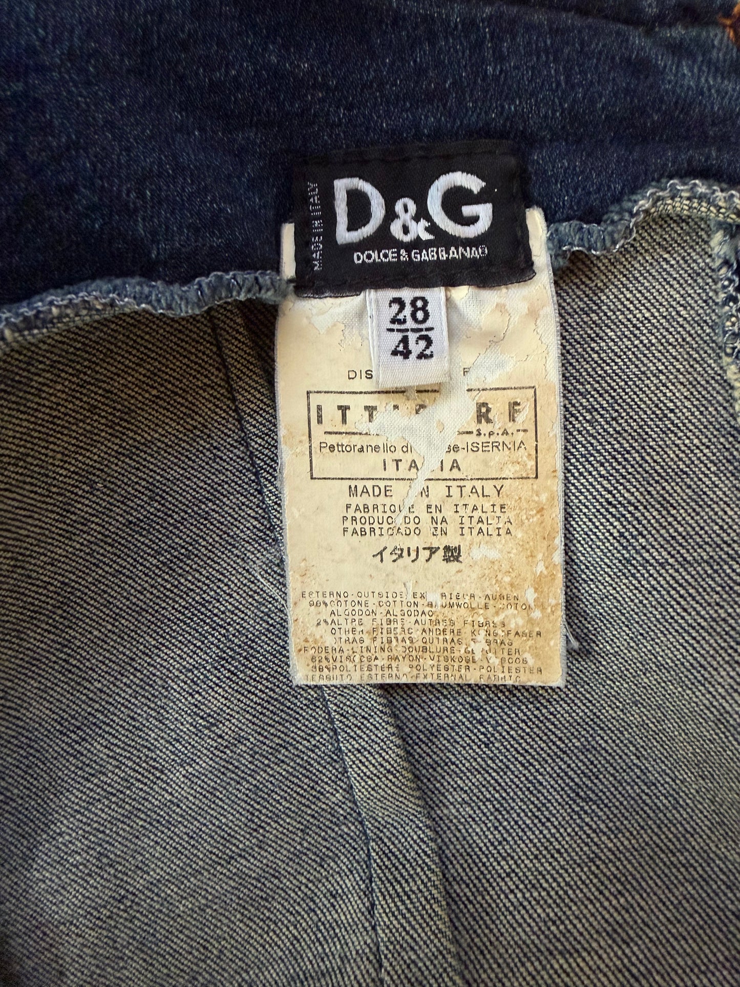 Abito D&G Dolce&Gabbana in denim e pelle anni '90/Y2K