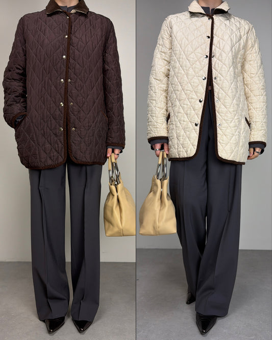 Giacca trapuntata double-face in 100% seta