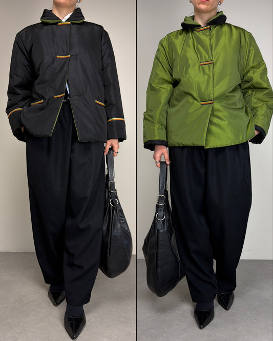 Giacca double-face da un lato nero e dall'altra verde