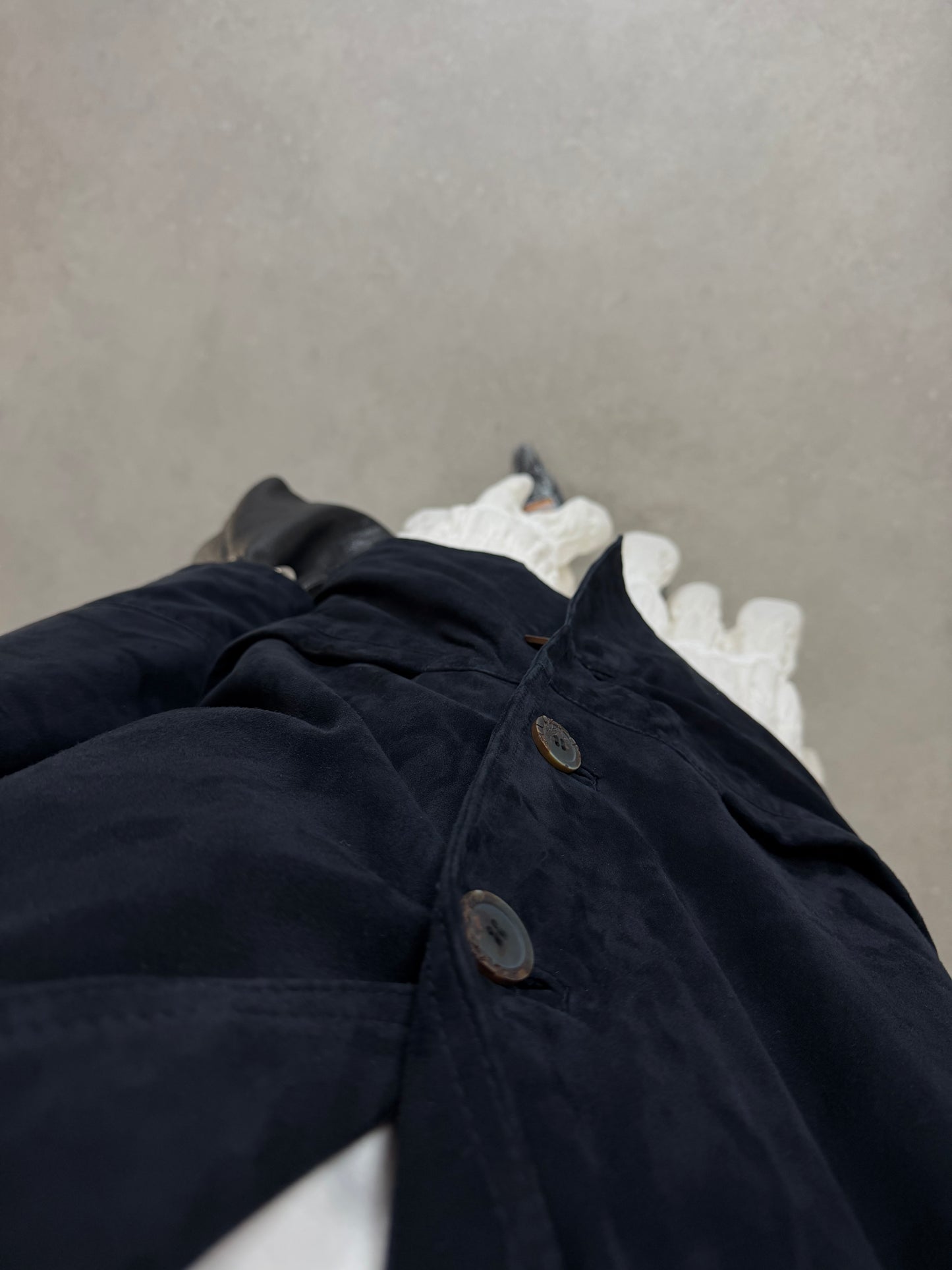 Giacca vintage in camoscio blu