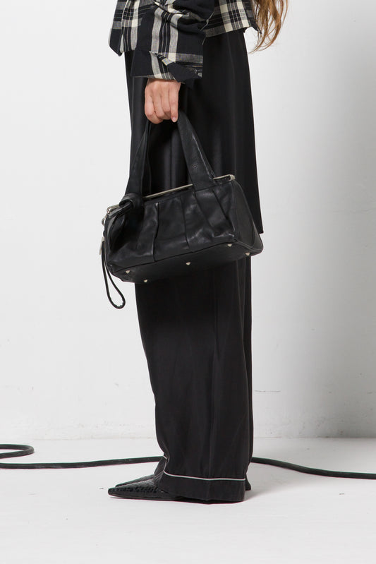Borsa a trapezio in vera pelle