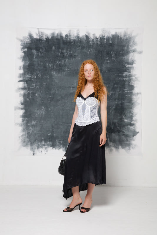 Bustino vintage in pizzo bianco