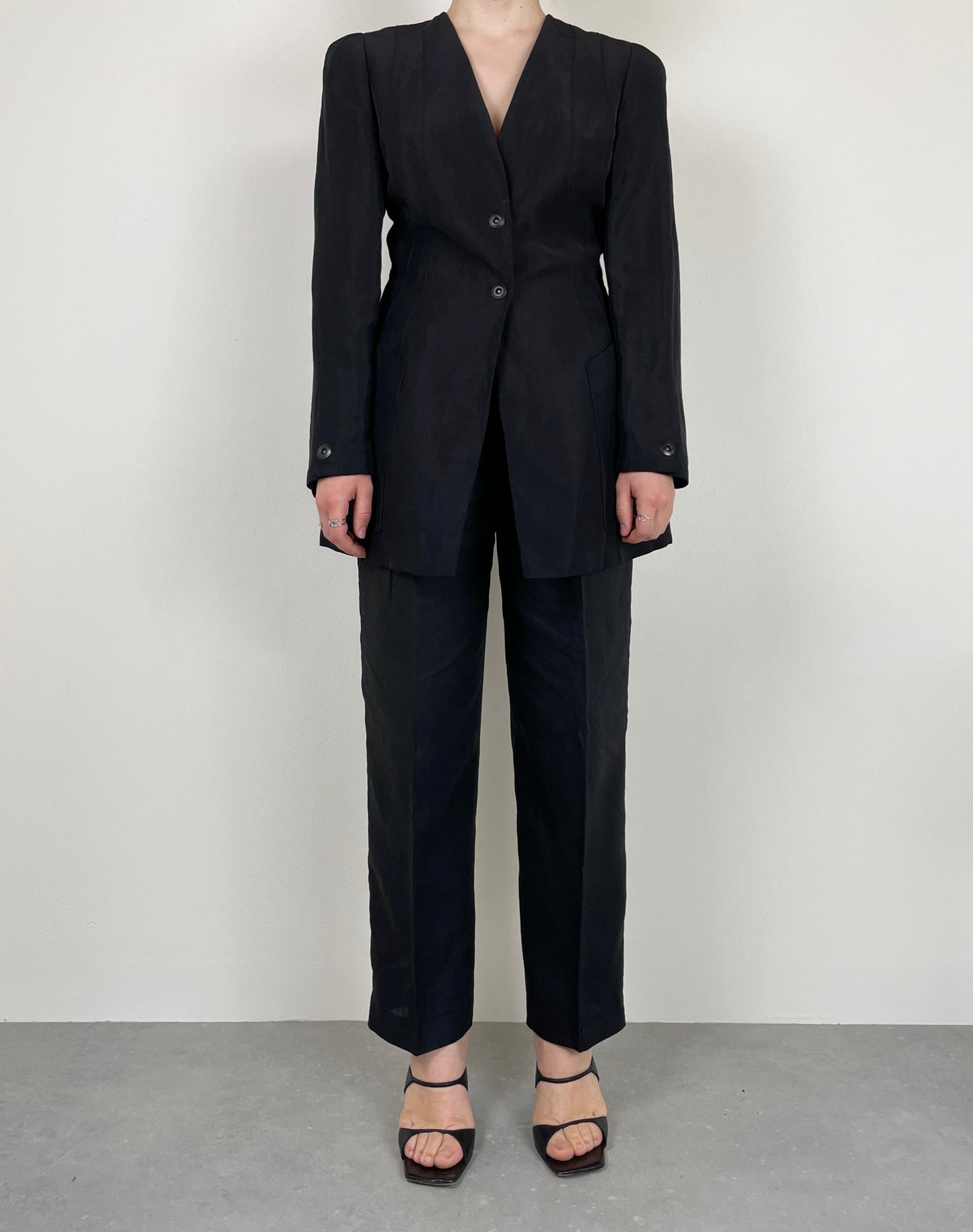 Black vintage linen blazer
