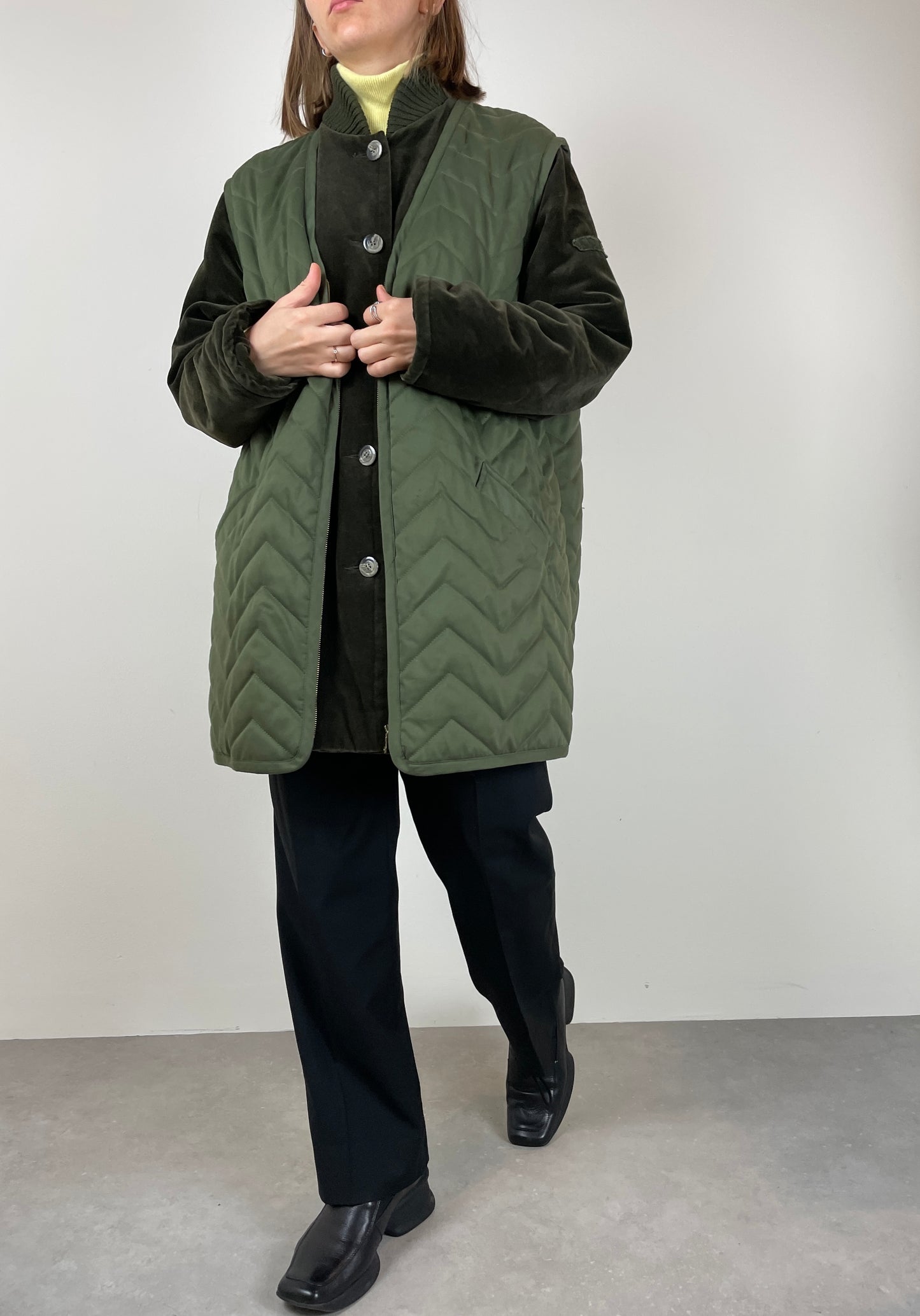 Velvet olive jacket with vest