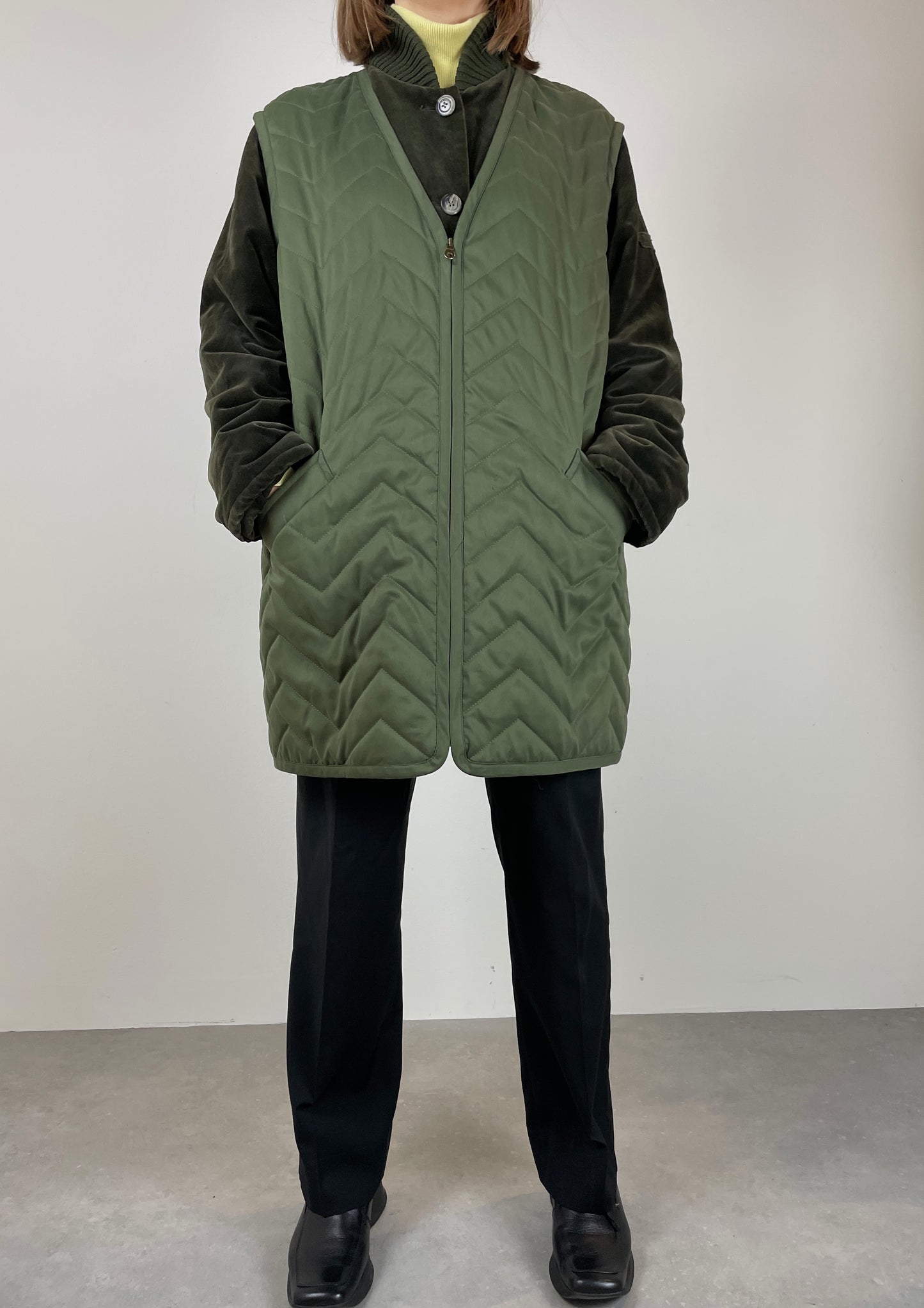 Velvet olive jacket with vest
