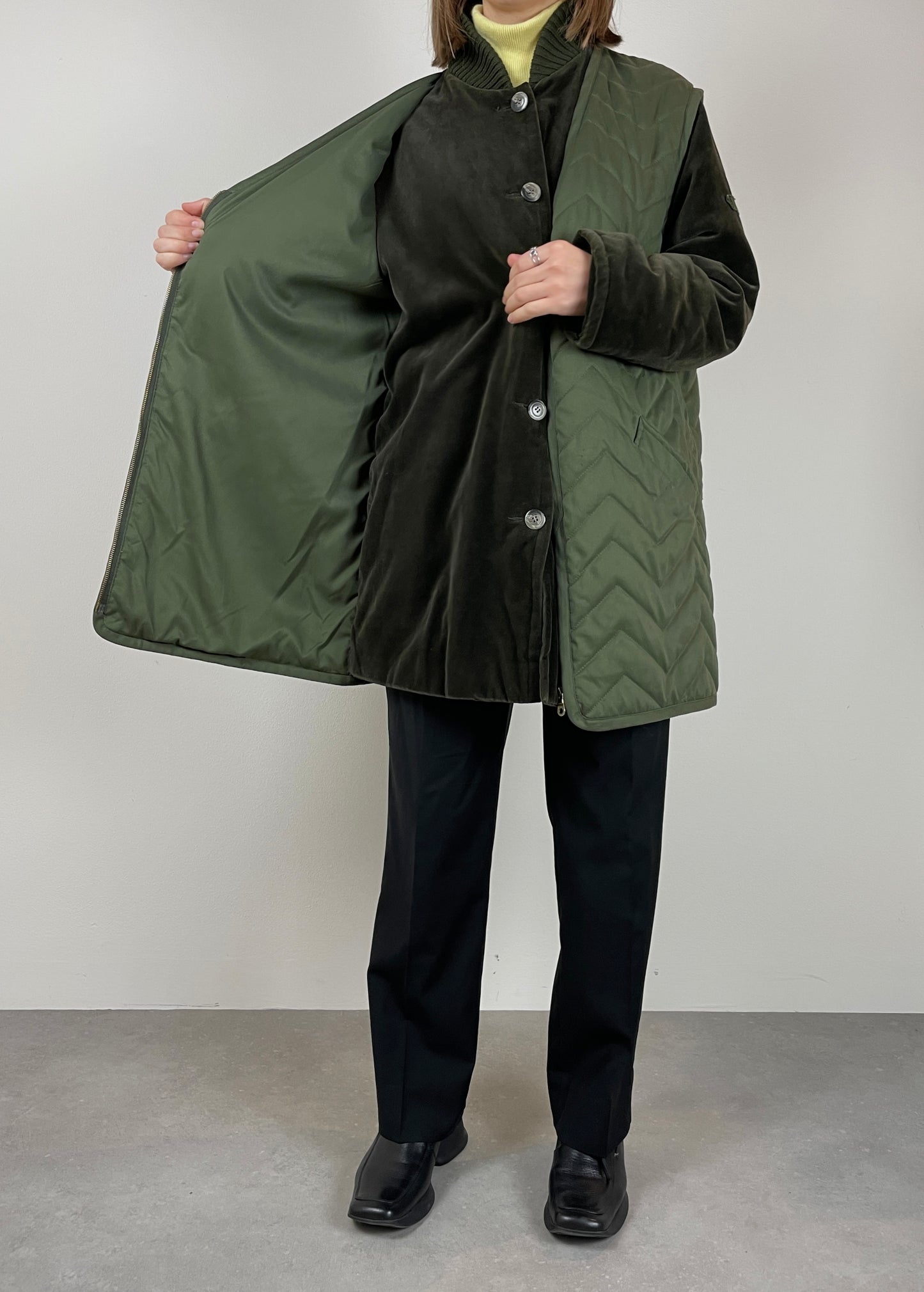 Velvet olive jacket with vest