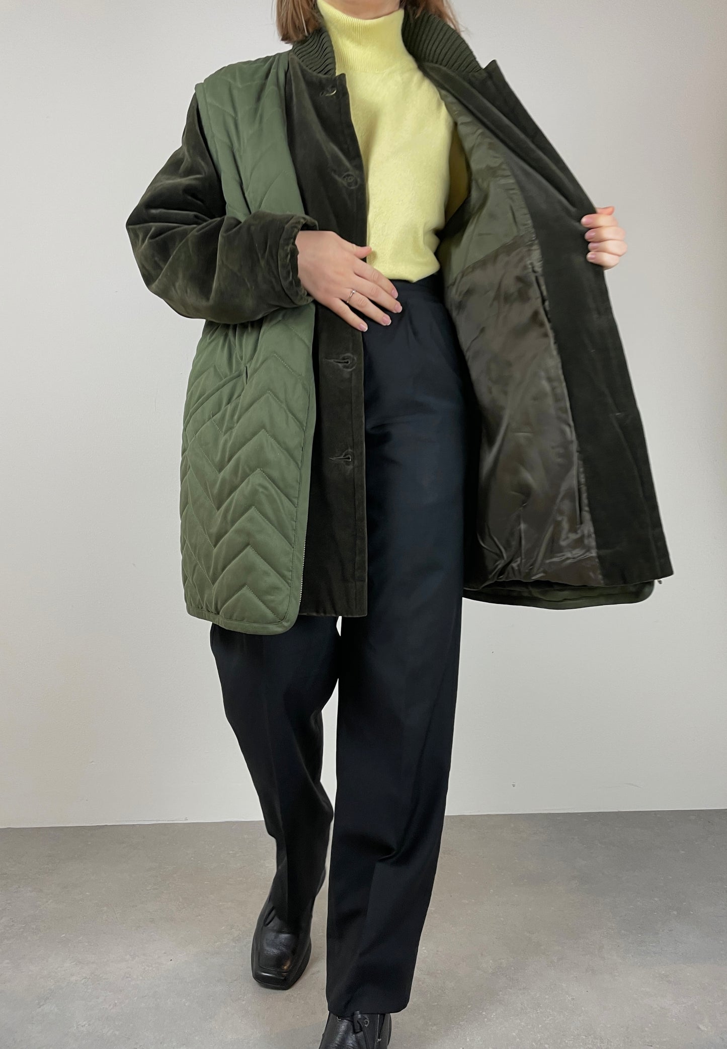 Velvet olive jacket with vest