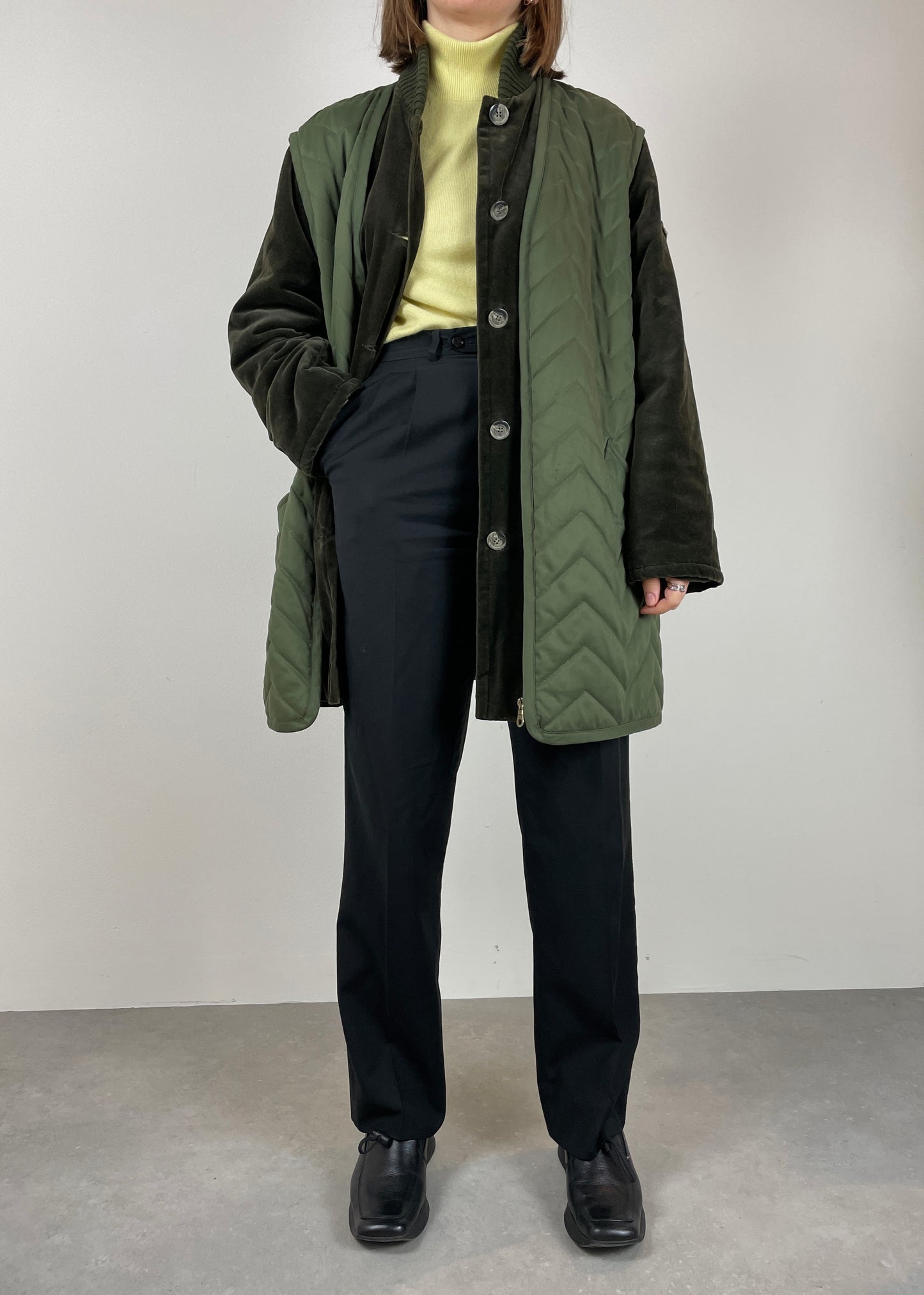 Velvet olive jacket with vest