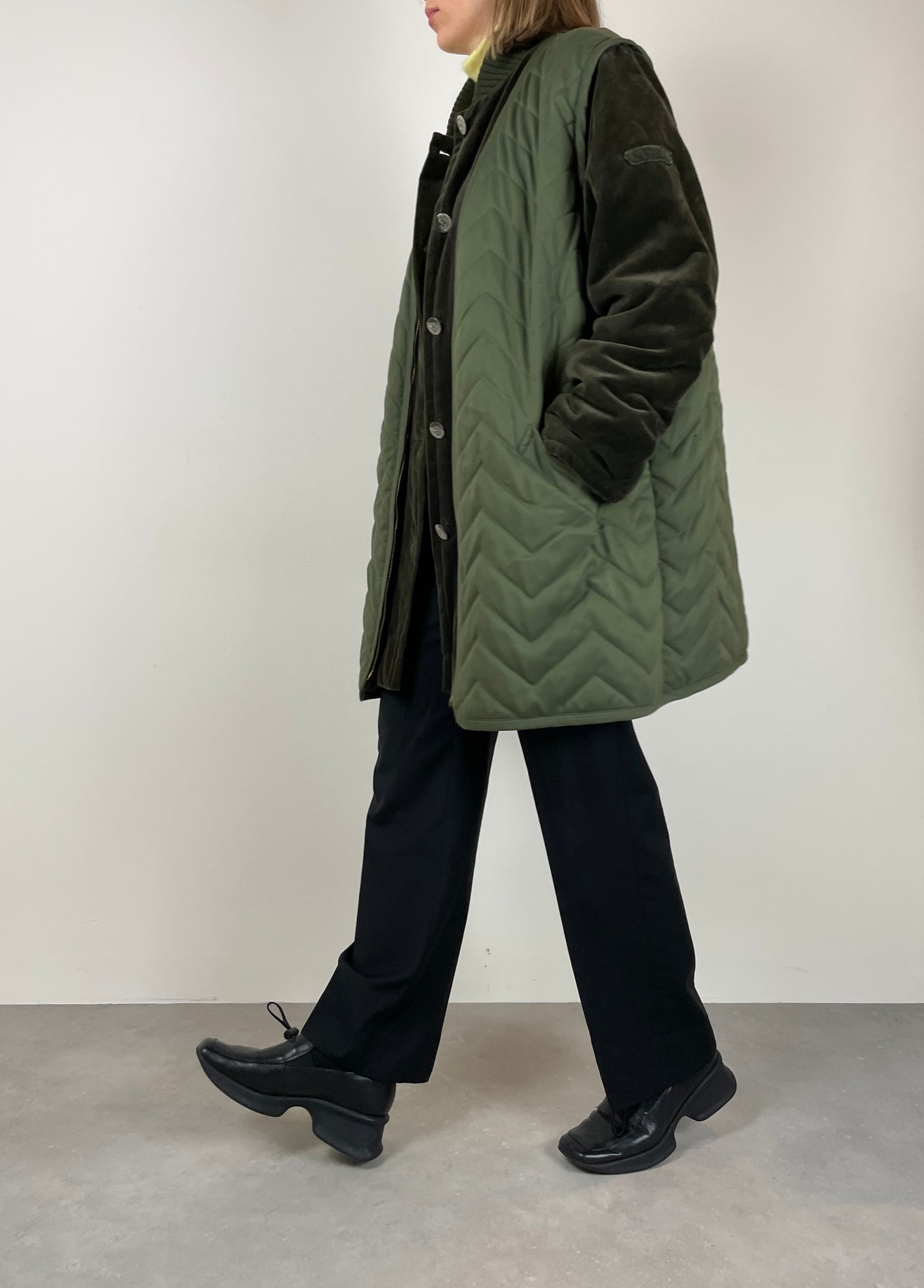Velvet olive jacket with vest