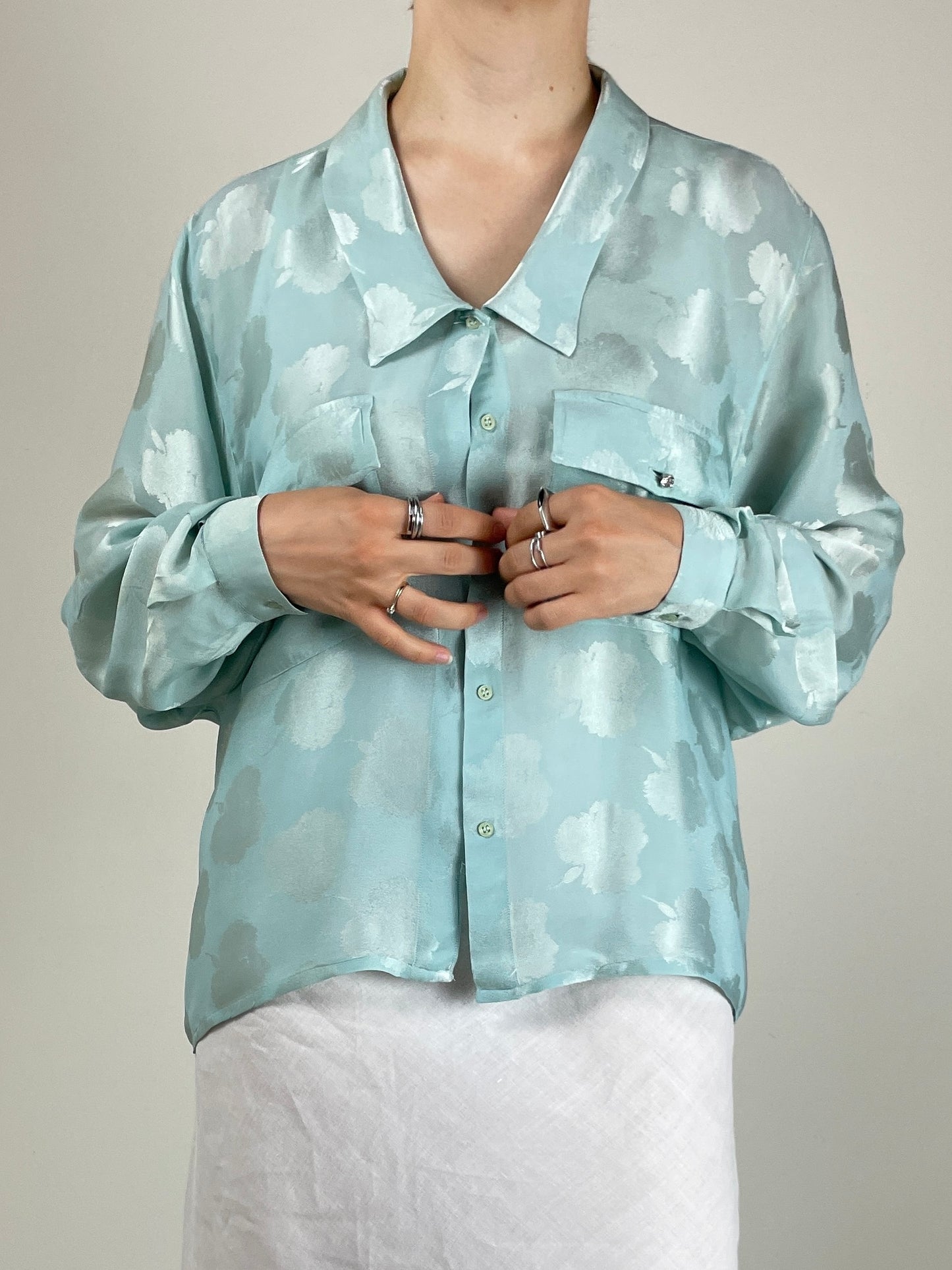 Blusa vintage in seta jacquard