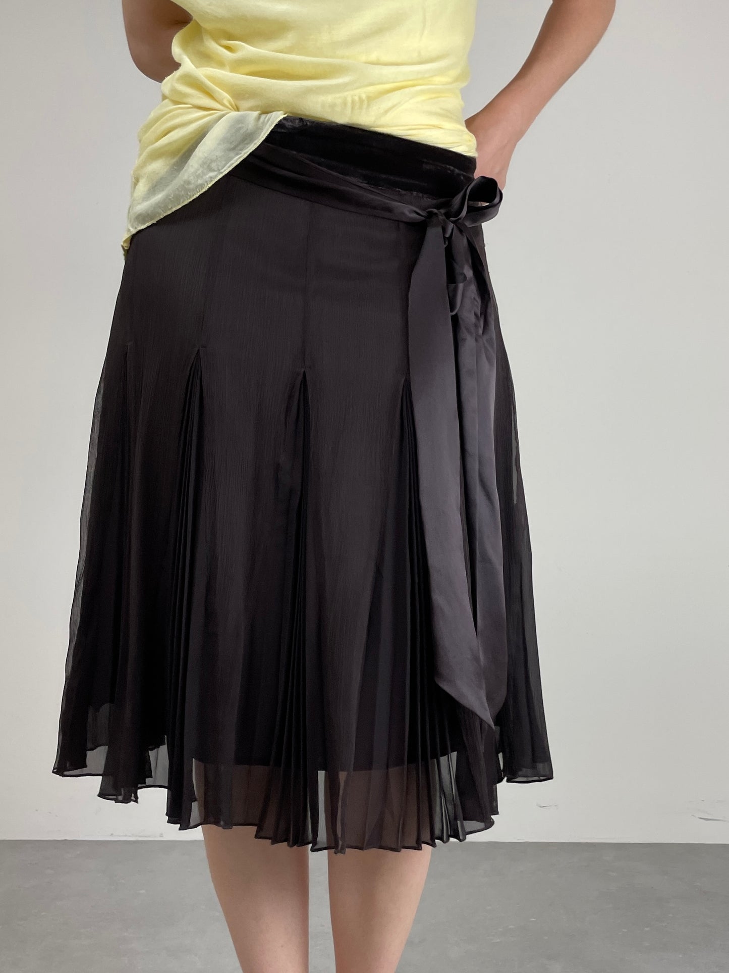 Gonna vintage in seta marrone