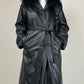 Trench in vera pelle con collo in pelliccia Mongolia