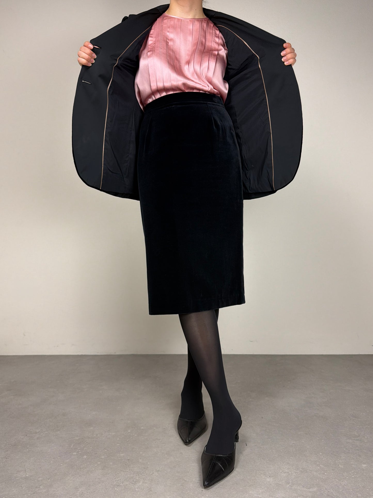 Blazer in velluto nero di cotone
