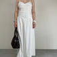 Abito lungo bustier con inserti in seta