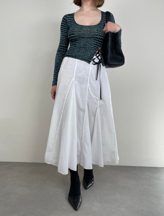 Asymmetric midi cotton skirt