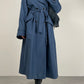Trench vintage con gilet staccabile in vera pelliccia lapin