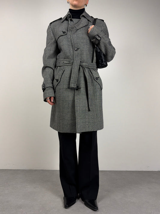 Paco Rabanne cappotto in lana a fantasia principe di Galles