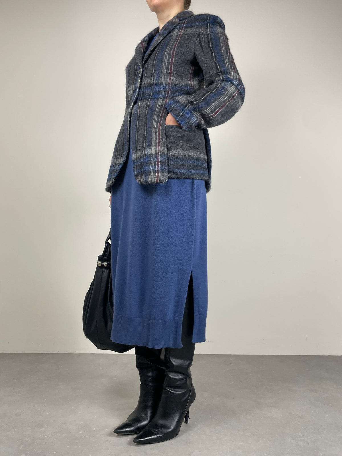 Blazer Jil Sander in mohair spazzolato tartan
