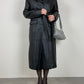 Leather long trench coat