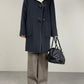 Cappotto grigio con alamari in lana, angora e cammello