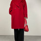 Cappotto rosso in lana, angora e cashmere