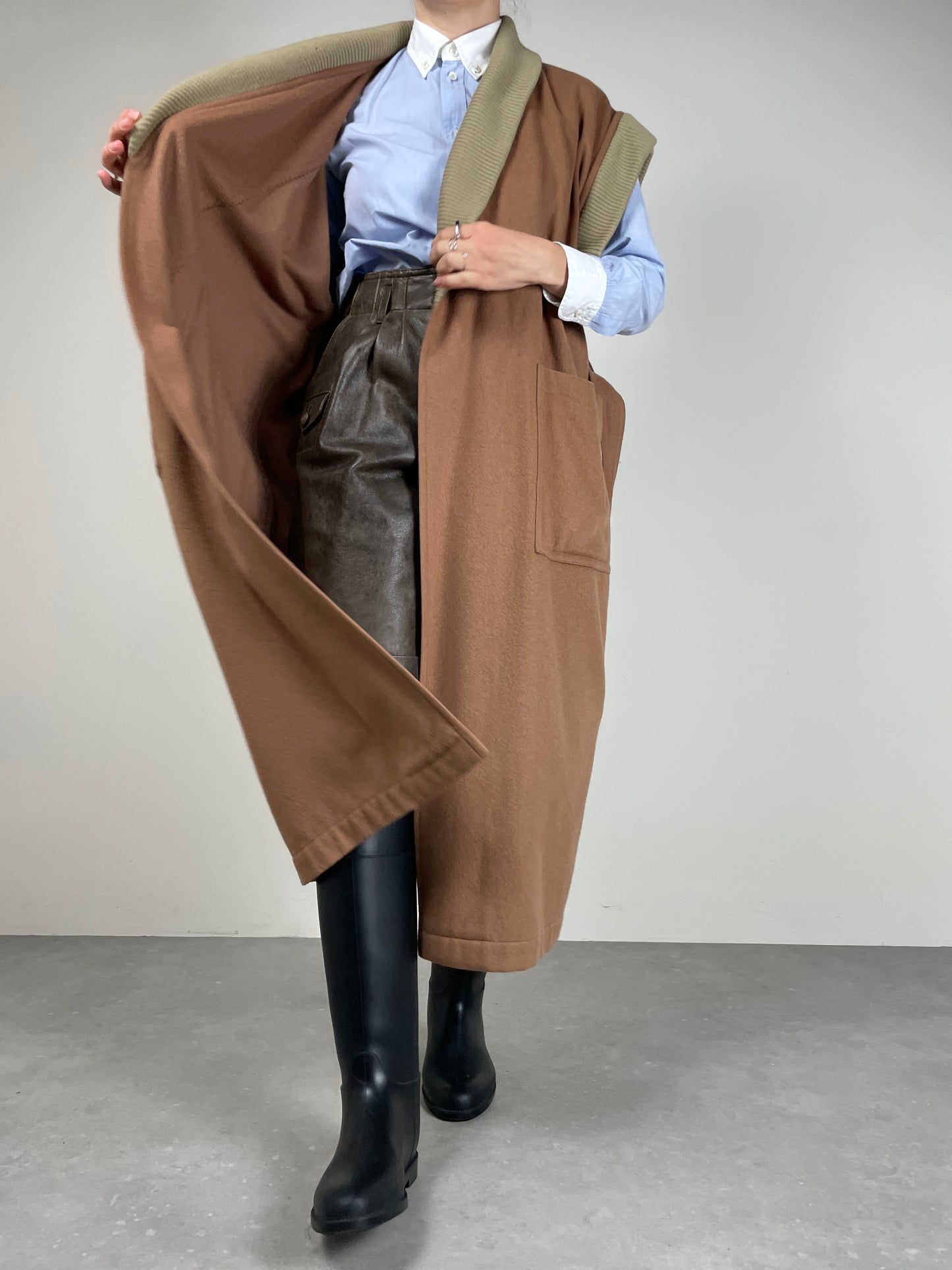 Cappotto vintage Cerruti in pura lana con maniche rimovibili