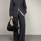 Completo vintage minimal in fresco di lana grigio salvia