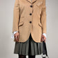 Blazer sartoriale in lana e cashmere con inserti in pelle scamosciata