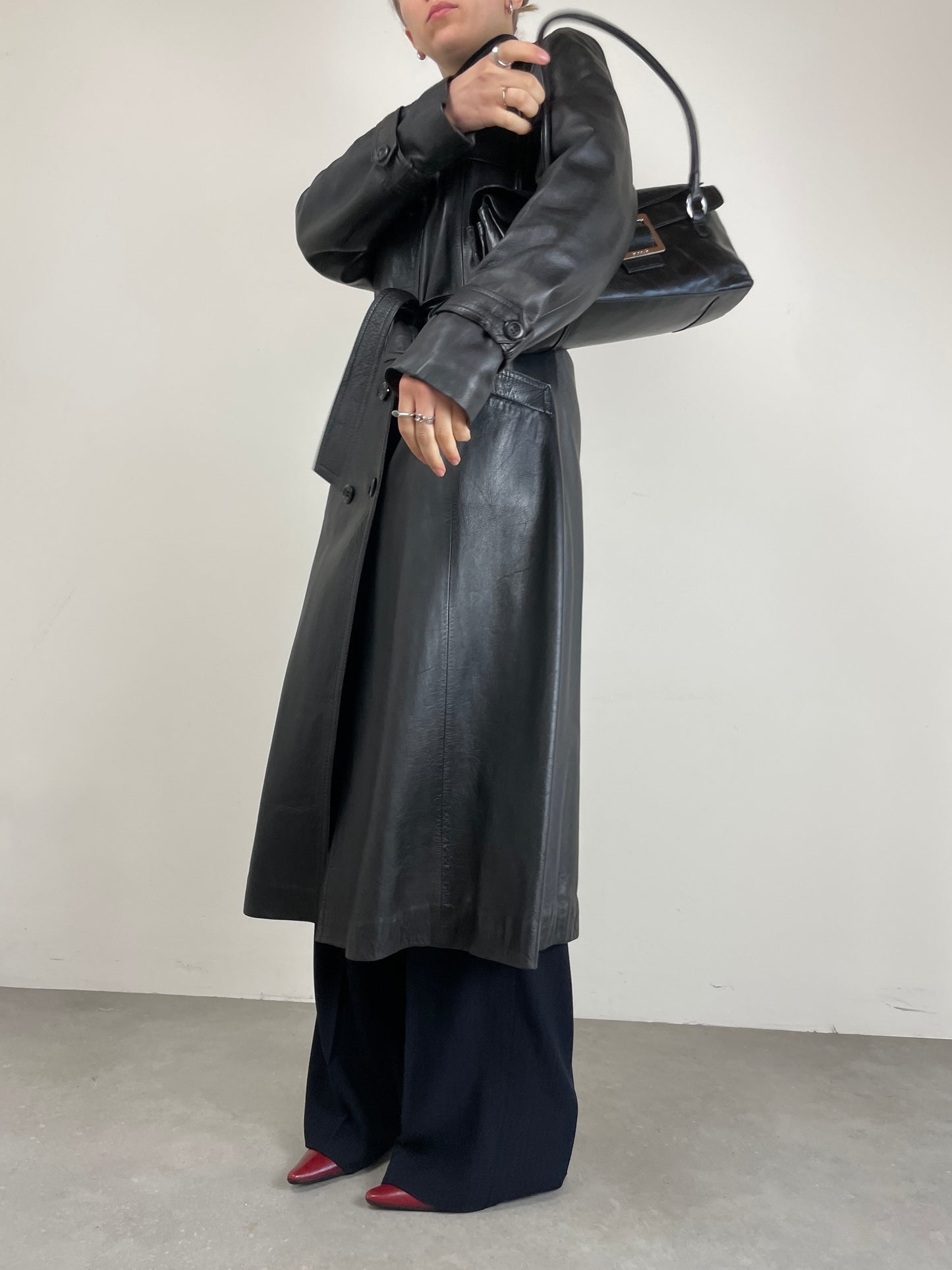 Trench vintage in vera pelle