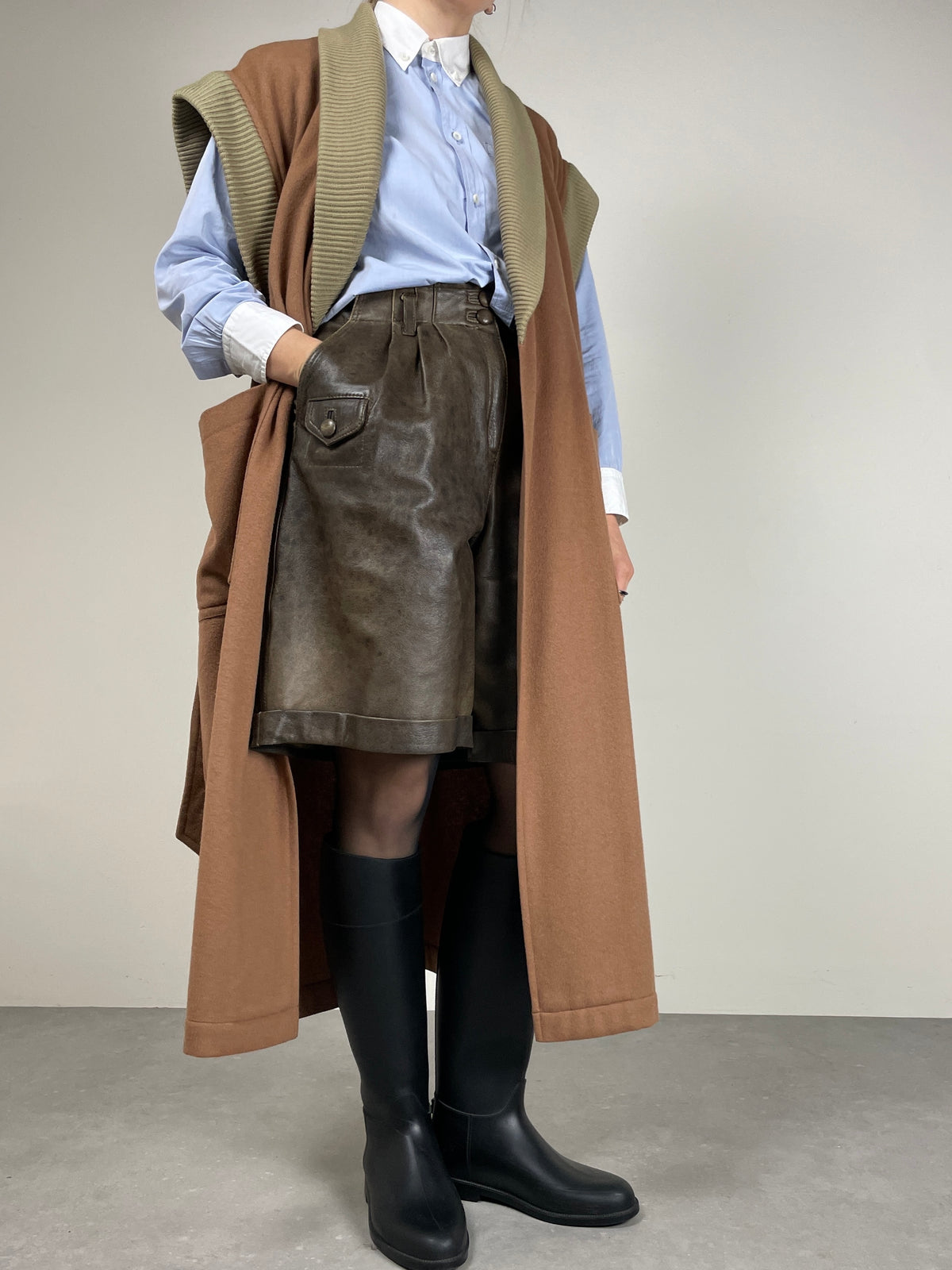 Bermuda vintage made in Italy in vera pelle marrone