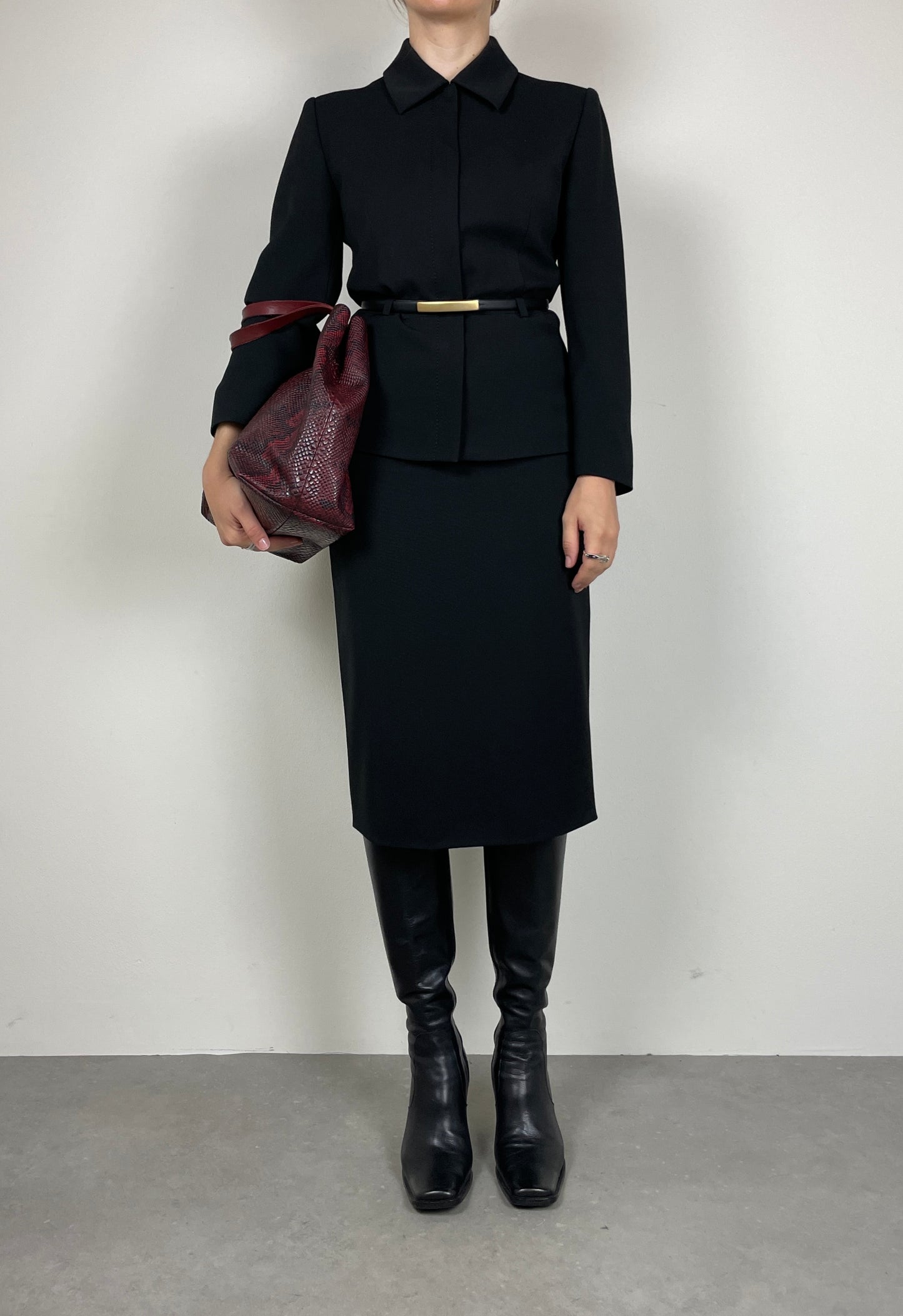 Made in Italy black skirt suit