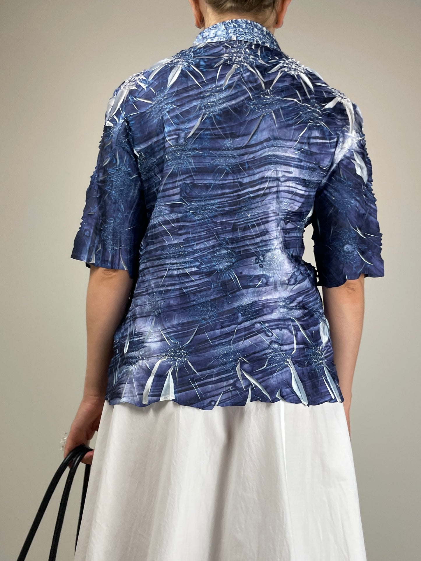 Camicia misto seta in tessuto effetto tridimensionale