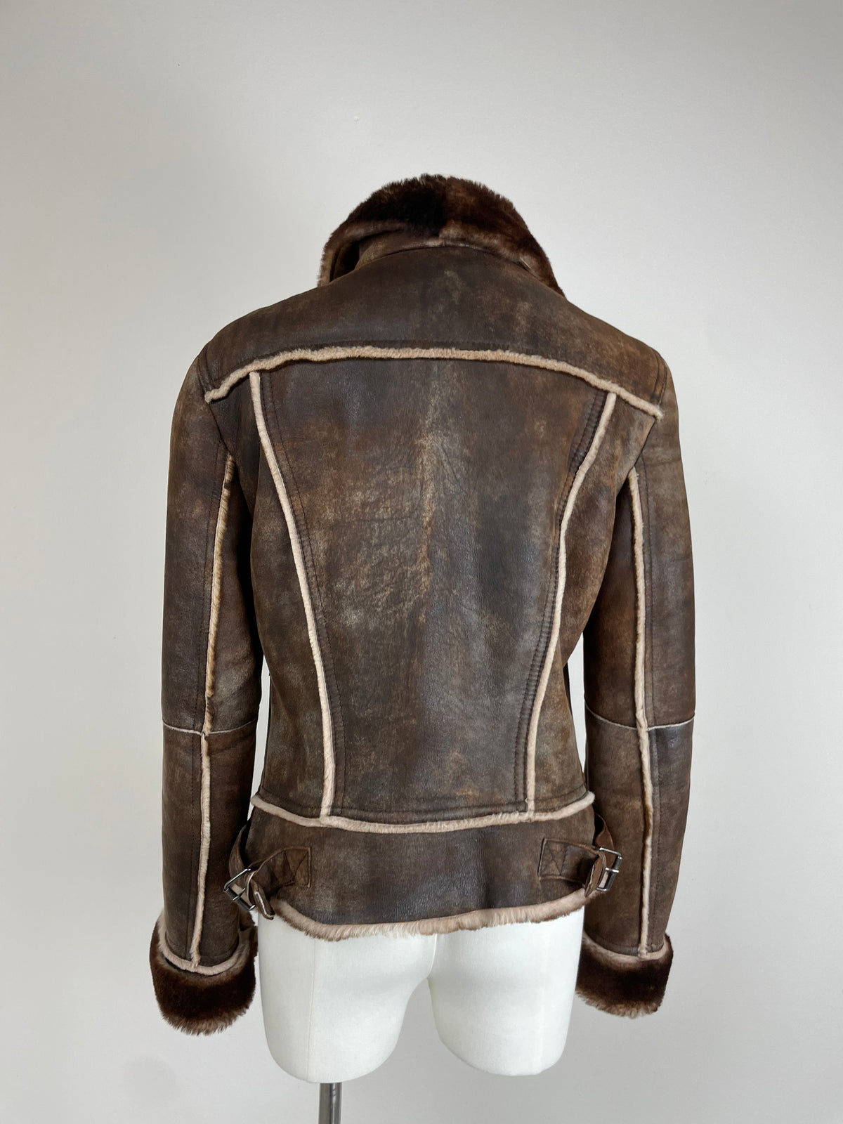 Marella montone in vero shearling marrone