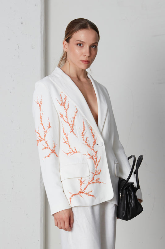 Blazer con ricamo a corallo