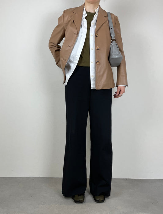 Blazer in vera pelle nocciola